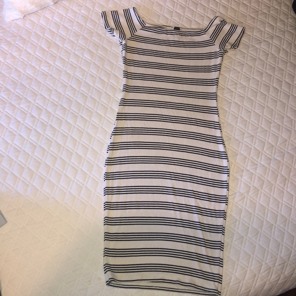 Black and White body hugging dress